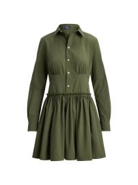 Polo Ralph Lauren Ruffled Shirt Mini Dress Green at Farfetch